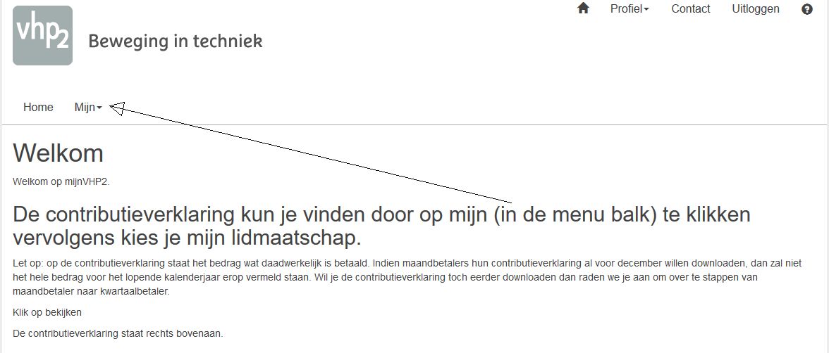 Contributie verklaring